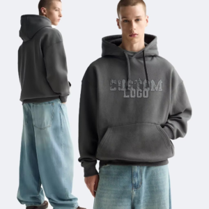 Custom Men'S 100% Cotton Pullover Hoodie High Quality Streetwear With Logo Printing Drop Shoulder and Hooded Collar for Winter