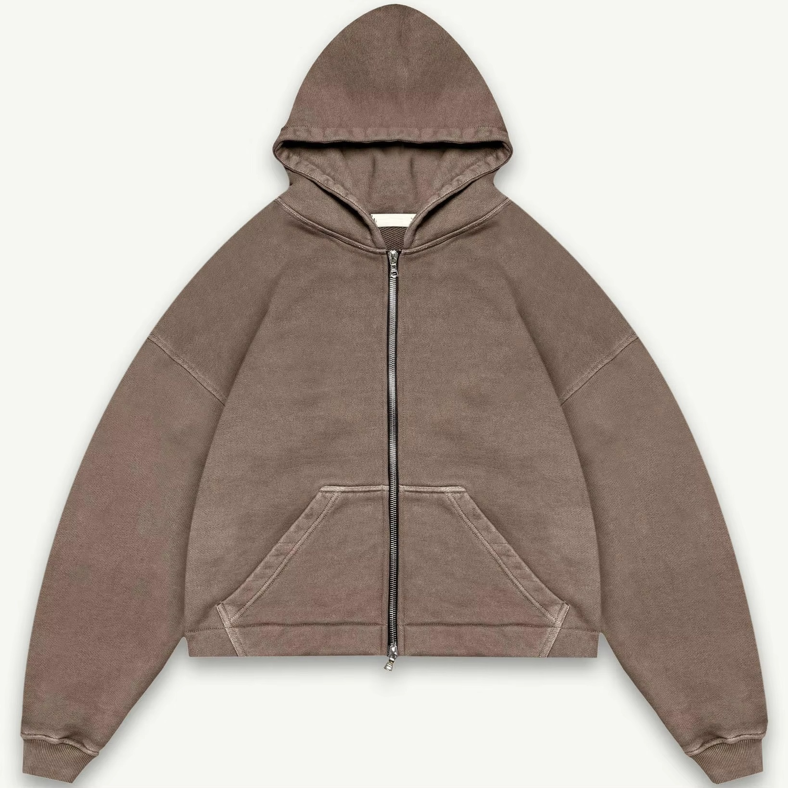 Custom Mens Hoodie 500 Gsm Blank Heavyweight Oversized French Terry Drop Shoulder Cropped Boxy Oversized Full Zip up Hoodie - Image 2