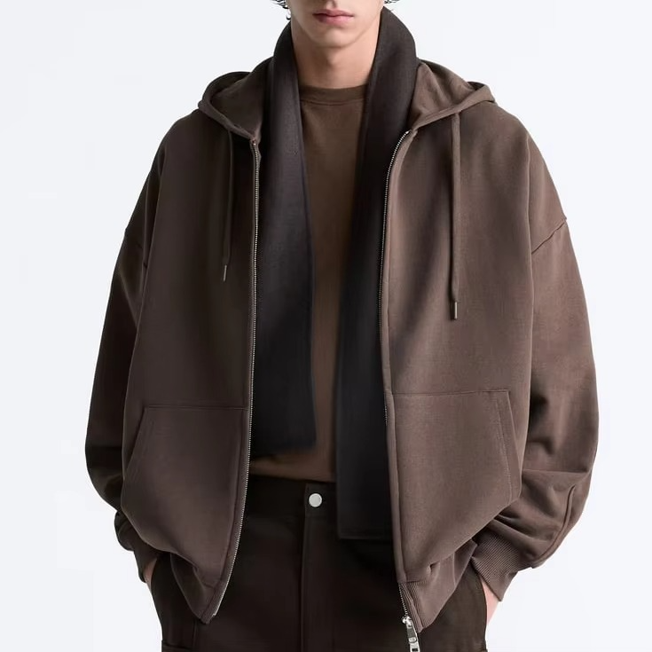 Custom Men's Hoodies Zip up Oversize Hoodie Puff Printing logo Streetwear Double Zip Hoodie for Men