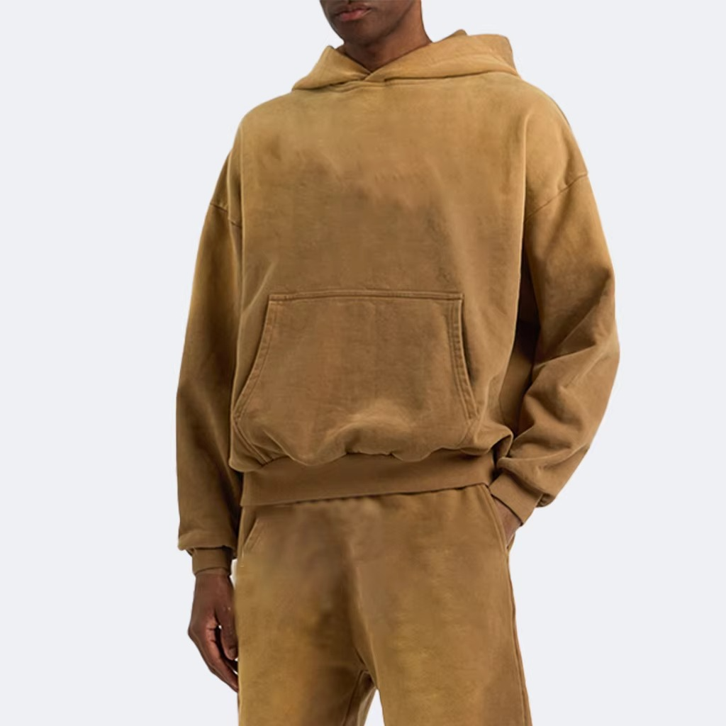 Custom Mens Oversized Hoodies Tracksuit 100% Cotton logo Acid Wash Distressed Hoodie Manufacturers Black 500gsm Print for Man - Image 4