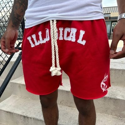 Custom Mens Streetwear Thick Drawstring Vintage Applique Sweat Short Cut Edge Acid Wash - Image 5