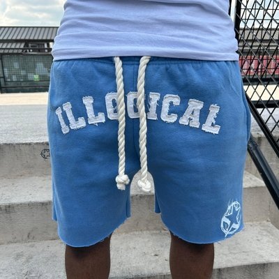 Custom Mens Streetwear Thick Drawstring Vintage Applique Sweat Short Cut Edge Acid Wash - Image 6