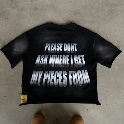 Custom Mock Neck Tshirt Logo Boxy Fit Cut and Sew T-Shirt Oversized Tshirt 300 Gsm Men's Cropped T Shirt Printed Streetwear - Image 4