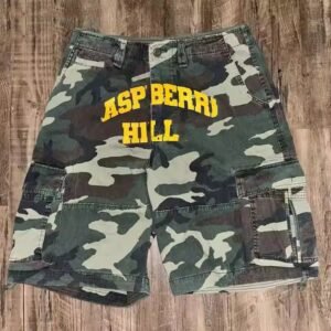 Custom New Design Summer Vintage Multi-Pockets Baggy Double Waist Acid Wash Streetwear Men's Cargo Camo Shorts