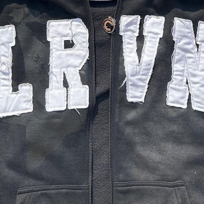 Custom Oversized 500gsm Acid Washed Zip Up Distressed Letter Patchwork Embroidery Hoodies - Image 4