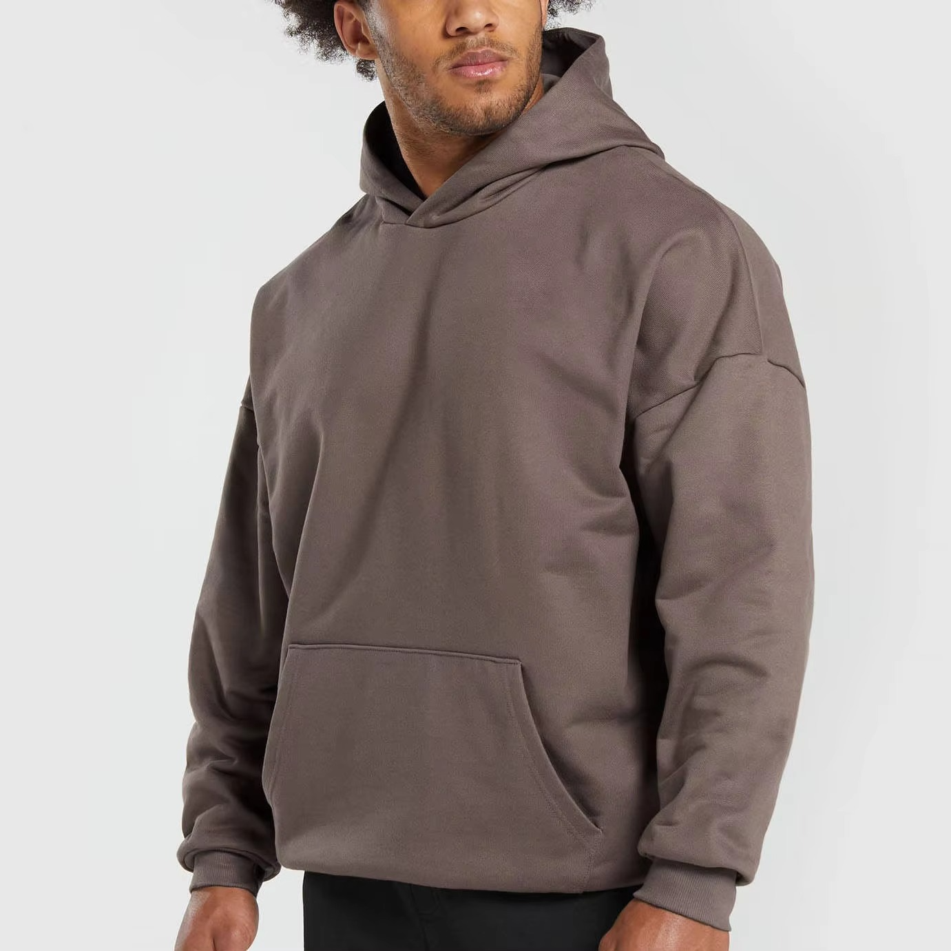 Custom Printing Men's Hoodies Oversize Cotton High Weight Boxy Fit Hoodi Pullover Streetwear Cropped Hoodie Men - Image 2