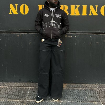 Custom Rhinestone Zip Up Hoodie 450 gsm Thick Heavy Weight Screen Printing Logo Streetwear Zipper Hoodies Men - Image 2