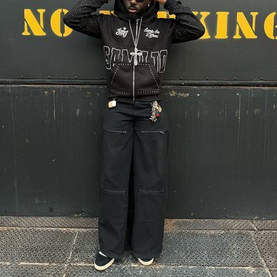 Custom Rhinestone Zip Up Hoodie 450 gsm Thick Heavy Weight Screen Printing Logo Streetwear Zipper Hoodies Men - Image 3