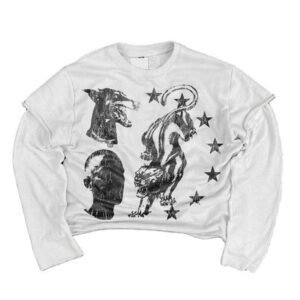 Custom Screen Printing French Terry Double Layer Long Sleeve T-Shirt for Men Colorful