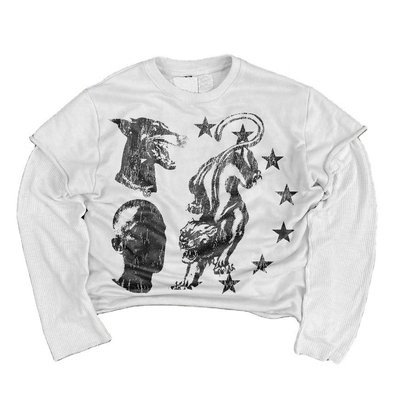 Custom Screen Printing French Terry Double Layer Long Sleeve T-Shirt for Men Colorful