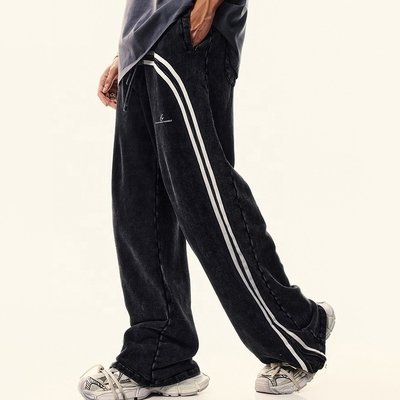 Custom Streetwear Cotton French Terry Stacked Flare Sweatpants Joggers with Acid Wash - Image 5