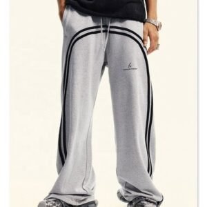 Custom Streetwear Cotton French Terry Stacked Flare Sweatpants Joggers with Acid Wash