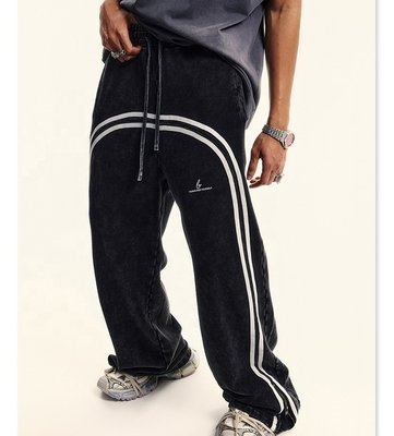 Custom Streetwear Cotton French Terry Stacked Flare Sweatpants Joggers with Acid Wash - Image 6