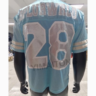 Custom Streetwear Mens Boxy Cropped Rivet Rhinestone Satin Mesh T shirt American Retro Breathable Sports Football Jersey - Image 5