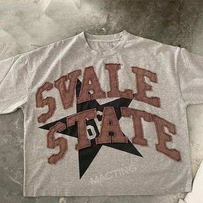 Custom Summer Heavyweight Vintage Distressed Patch Embroidery Acid Wash Cotton T-shirt Men - Image 5