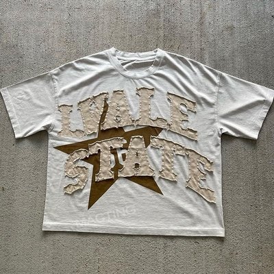 Custom Summer Heavyweight Vintage Distressed Patch Embroidery Acid Wash Cotton T-shirt Men - Image 3