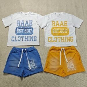 Custom Summer Streetwear 2 Piece Set Jogger Suits 100% Cotton Tracksuit For Men Screen Dtg Print Shorts And T-Shirt Set