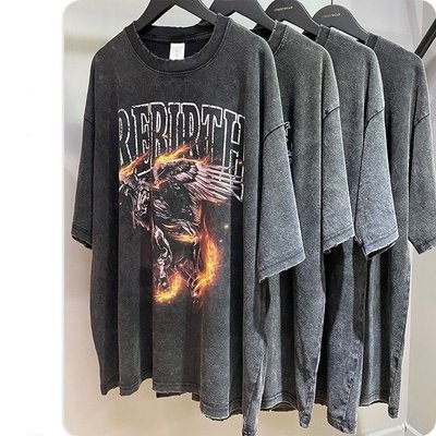 Custom T Shirt Mens Silk Screen Printing Oversized Vintage Distressed Acid Wash Tee S-5XL - Image 7