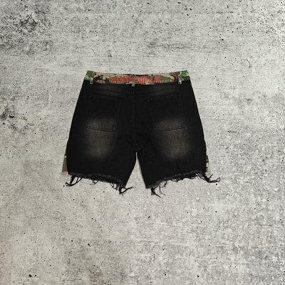 Custom Towel Embroidery Patches Logo Camo Baggy Jorts Streetwear High Quality Raw Hem Vintage Denim Jean Shorts for Men - Image 2