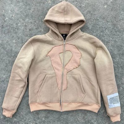 Custom Vintage Faded Oversized French Terry Boxy Cropped Hoodie with Hooded Collar and Distressed Applique Embroidery
