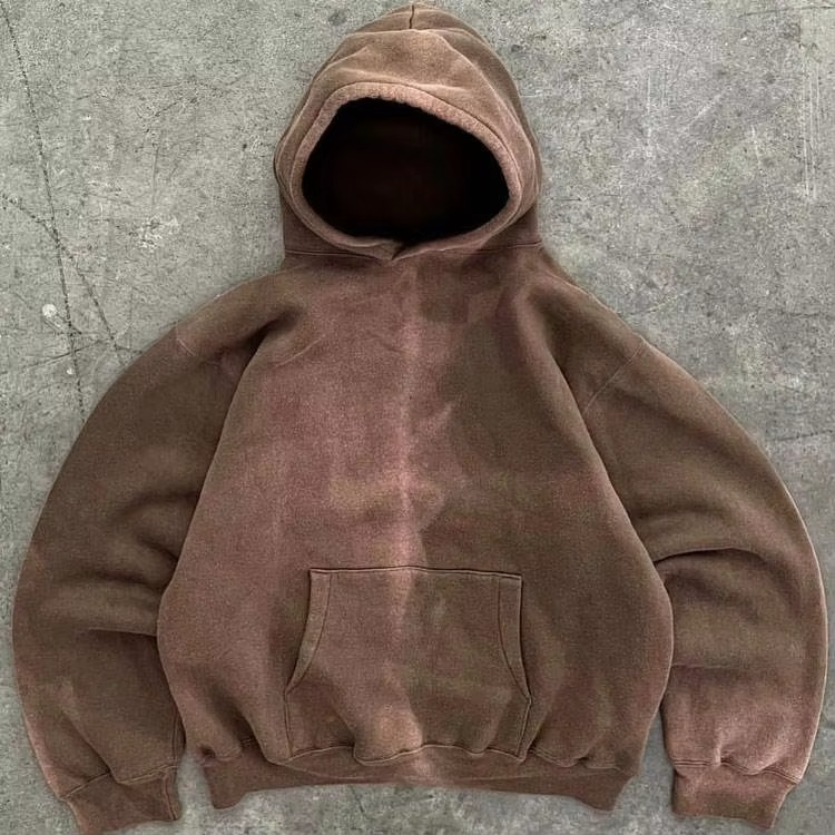 Custom Vintage Gray French Terry Oversized 100% Cotton Heavyweight Men Sun Faded 500 Gsm Blank Acid Washed Distressed Hoodie - Image 6