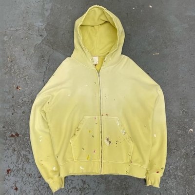 Custom Washed Sun Faded Distressed Mens Cropped Cotton Terry Heavyweight 420 Gsm Zip Up Rivet Studded Rhinestone Hoodie - Image 3