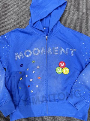 Custom Washed Sun Faded Distressed Mens Cropped Cotton Terry Heavyweight 420 Gsm Zip Up Rivet Studded Rhinestone Hoodie - Image 2