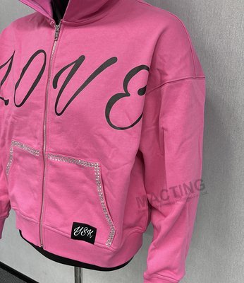 Custom Y2K Streetwear 100% Cotton Heavyweight Oversized Hoodies Silk Screen Printing Rhinestone Boxy Zip Up Hoodie - Image 4