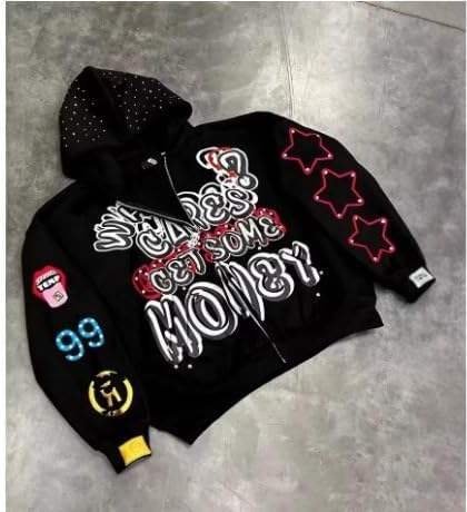 Customizable 100% Cotton Retro Street-Style Unisex Heart Pattern Hoodie Spray Stone Wash Distressed Fading Moq10 - Image 3