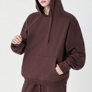 Customizable 350g Cotton Sweatshirts with Hoods Luxury Heavyweight Streetwear Solid Color Hooded Sweatshirt
