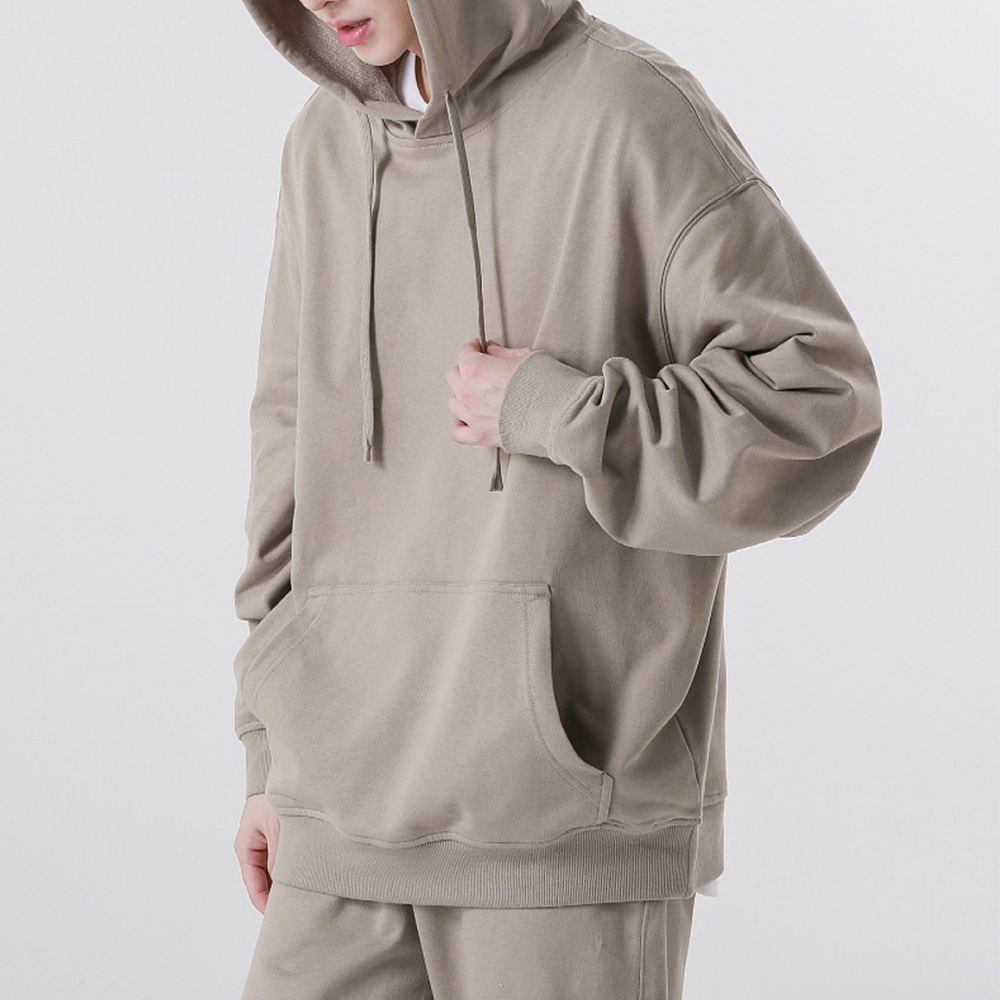 Customizable 350g Cotton Sweatshirts with Hoods Luxury Heavyweight Streetwear Solid Color Hooded Sweatshirt - Image 4
