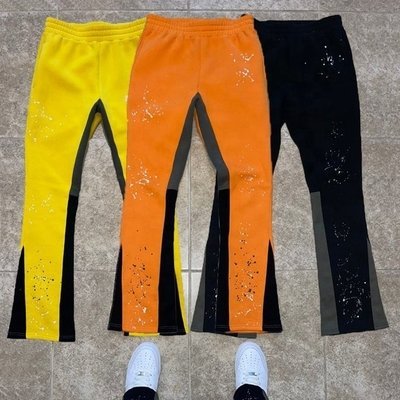 Customized Labels Men's Jogger Track Sweat Pants Baggy Trousers Paint Splatter Stack Flared Sweatpants - Image 4