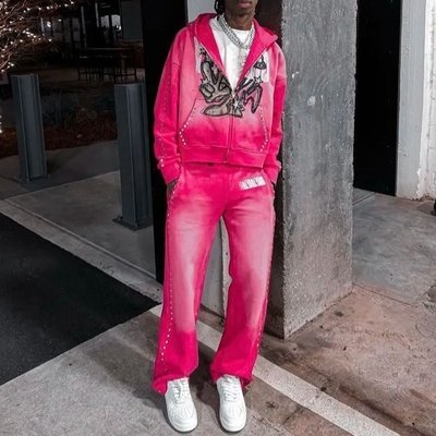 Customized Logo Support Straight Leg Men's Oversized Cotton Acid Washed Sweatpants - Image 5