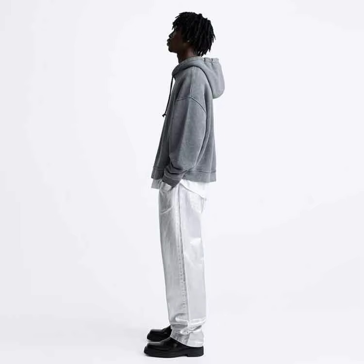 Customs 100% French Terry Cotton Heavyweight Acid Wash Vintage French Terry Distressed Sun Faded Hoodie - Image 2