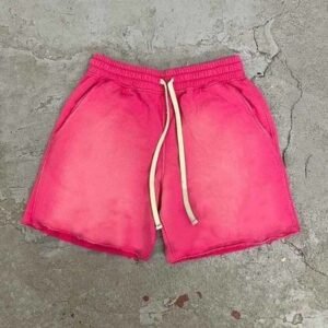 Distressed Embroidery Patch Acid Wash Vintage Cotton Jogger Sweat Shorts in Men's Size