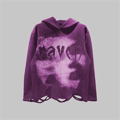 Dtg Pullover Hoodie Acid Wash Distressed Ripped Raw Hem Crop Hoodie Men Needle Detection Fabric 500grams - Image 3