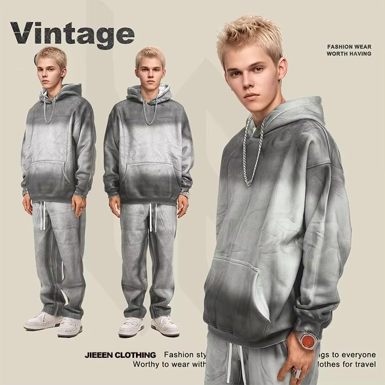 Eco-friendly Materials French Terry Hoodie Heavyweight Jogger Set Custom Sport Hoodies Tracksuit - Image 4