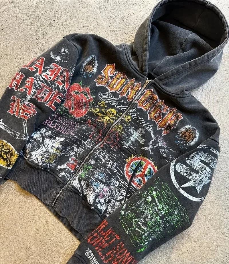 Factory-Customized Retro-Style 100% Cotton Hoodie Set - Customizable with Printing, Embroidery & Other Craft Designs Moq10 - Image 2