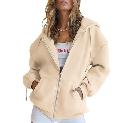 Fall Must Have Custom Oversized Womens Zip Up Hoodie Sweatshirts Drawstring Zip Up - Image 7