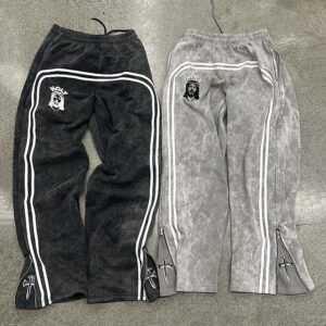 French Terry Fabric Men's Flared Sweatpants with Side Zipper Customized by Manufacturers