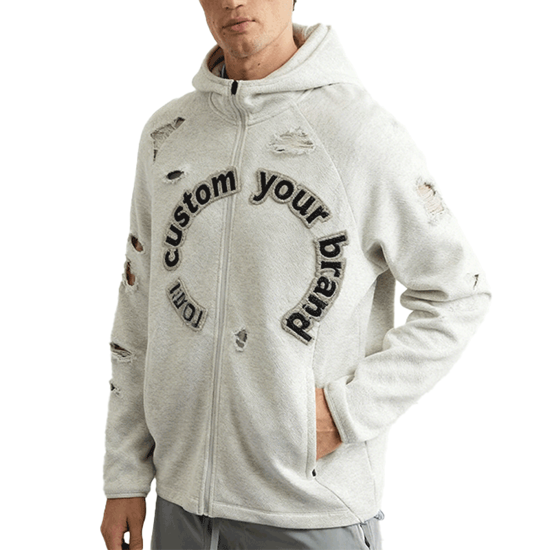 Garment Custom 600 GSM Baggy Double Fabric Design Zipper Vintage Acid Wash Oversized Boxy Fit Distressed Hoodies for Men
