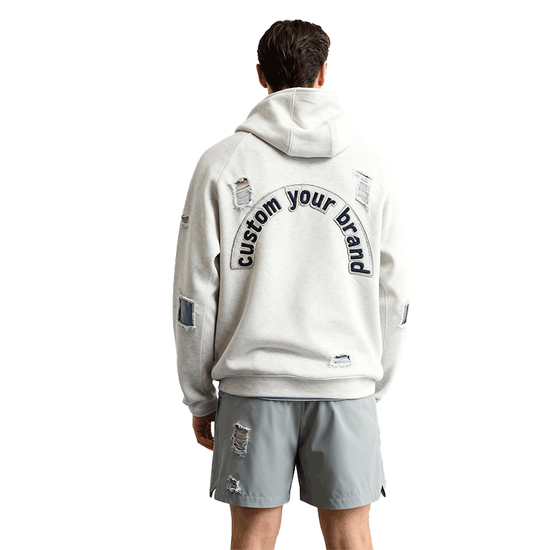 Garment Custom 600 GSM Baggy Double Fabric Design Zipper Vintage Acid Wash Oversized Boxy Fit Distressed Hoodies for Men - Image 3