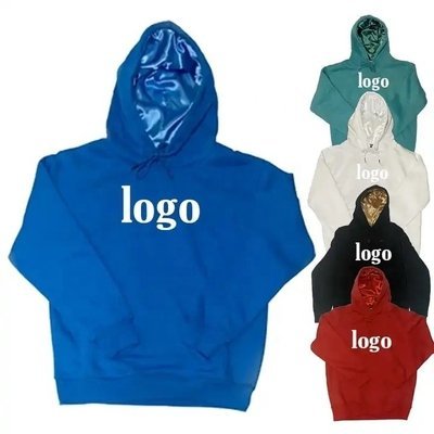 Golf Fleece Lined Hooded Sweatshirt Silk Hoodie Zip Pullover Regular Sleeve Style Satin Lining - Image 3