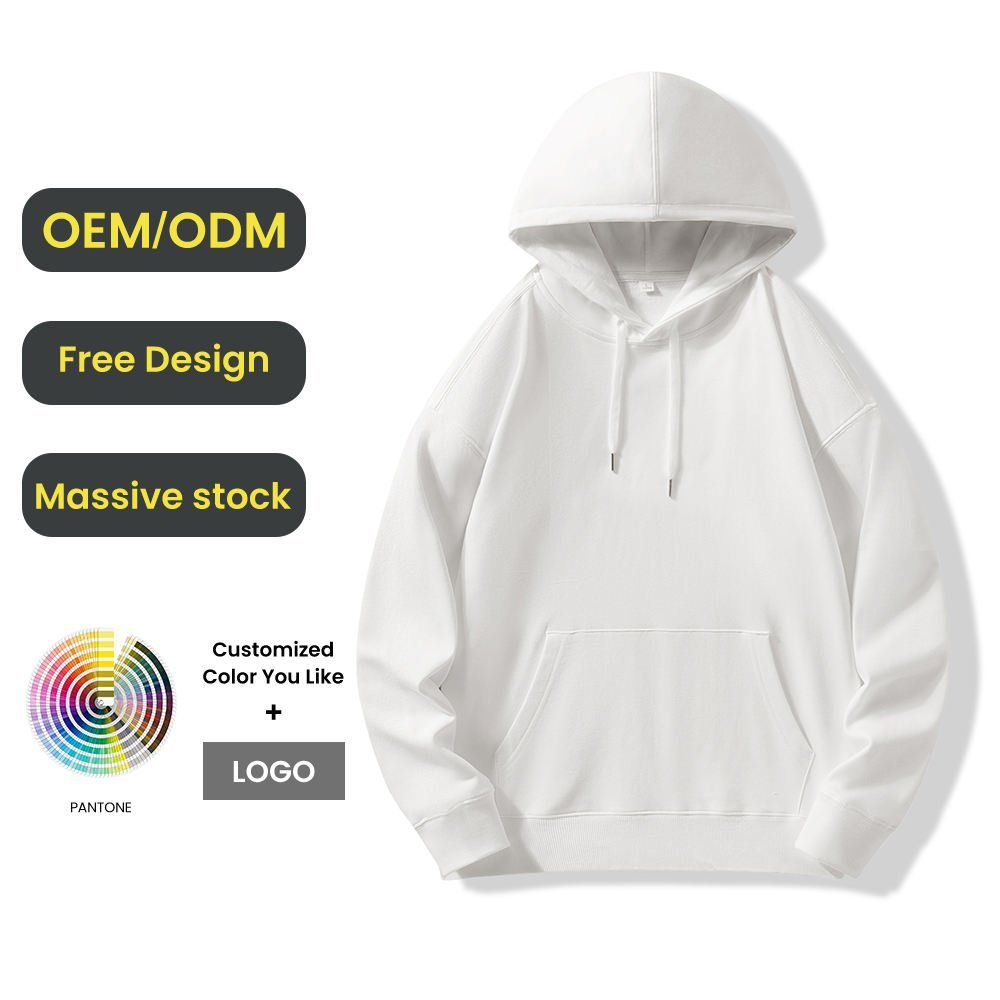 Good Quality Heavy Weight Solid Blank Plain Cotton Pullover Hoodie Drop Shoulder Breathable Unisex - Image 5