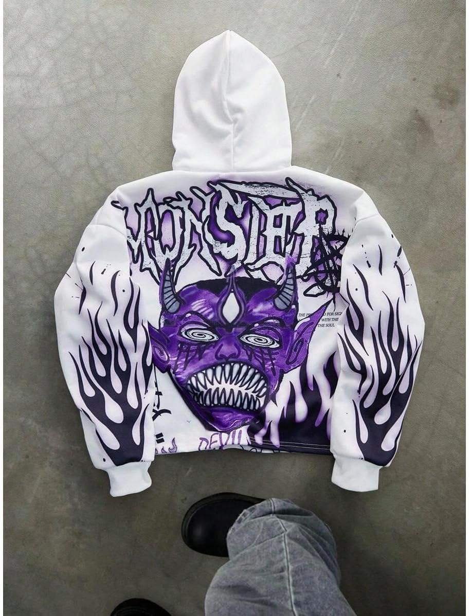 High Quality Cotton Winter Print Oversized Men's Pullover Hoodie Double-Layer Collar Knitted Fabric Customizable Patch Moq10