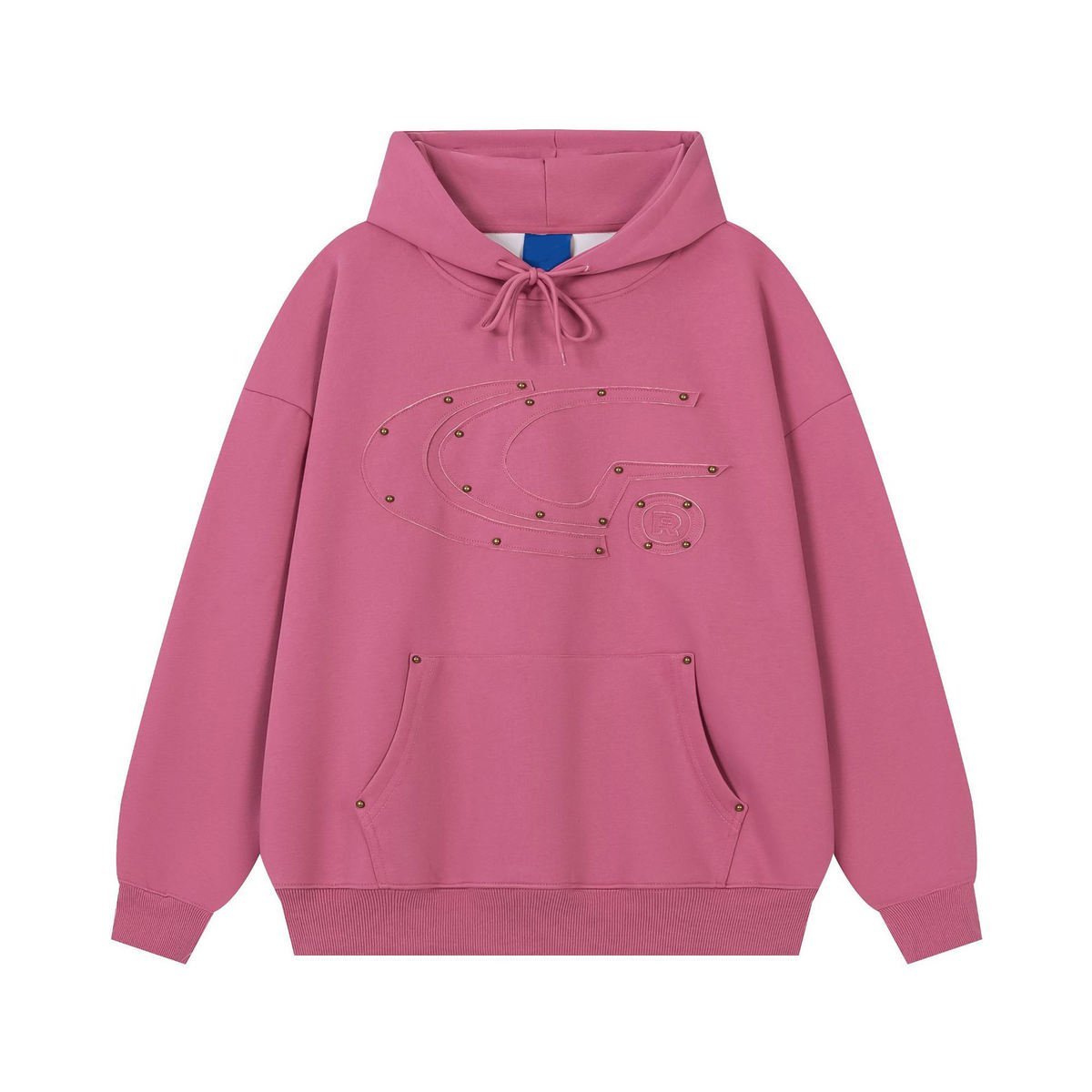 High Quality Drop Shoulder Boxy Fit Hoodie Embroidered Rivet Heavy Weight Pullover Hoodie - Image 2