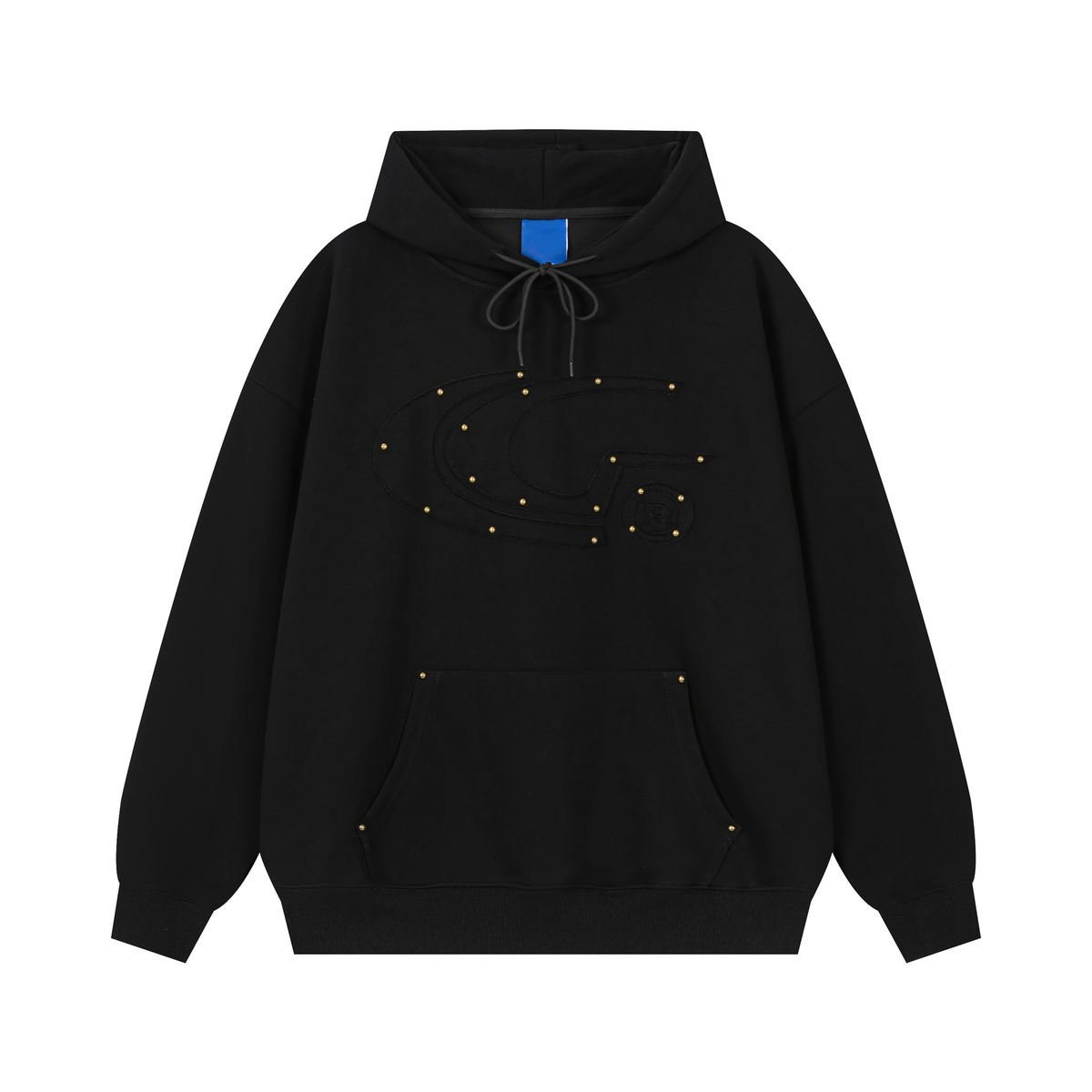 High Quality Drop Shoulder Boxy Fit Hoodie Embroidered Rivet Heavy Weight Pullover Hoodie - Image 6
