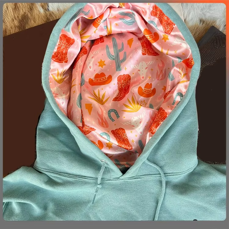 High Quality Embroidery Custom logo Cheap Pullover 100% Cotton Wholesale men Satin Lined Hoodie - Image 2