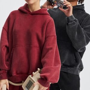 High Quality French Terry Cotton Plain Hoodie with No String Fleece Boxy Hoodie Loose Cropped Hoodie for Men