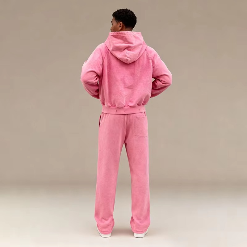 High Quality Men's Distressed Hoodie Oversized Fit Winter Fleece Embossed Print Letter Pattern Design Woven Fabric Pocket ODM - Image 6